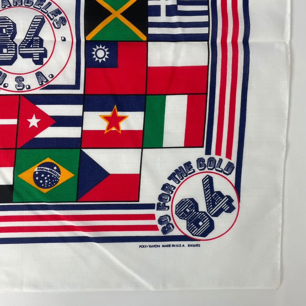 Vintage Olympic Bandana 1984 NWT Flags Los Angeles USA Go For The Gold Scarf - Picture 4 of 9
